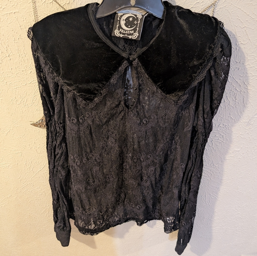 Killstar Black Long Sleeve Peter Pan Collar Blouse